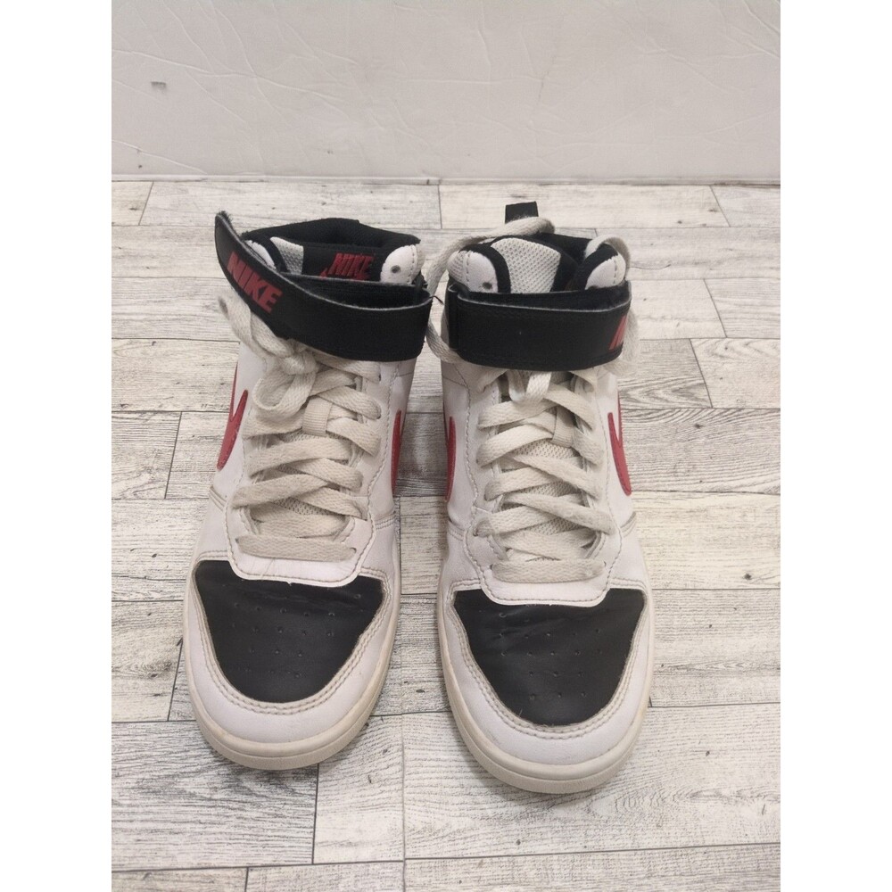Nike Youth 4Y Court Borough Mid 2 High Top Sneakers White Red Shoe CD7782-110
